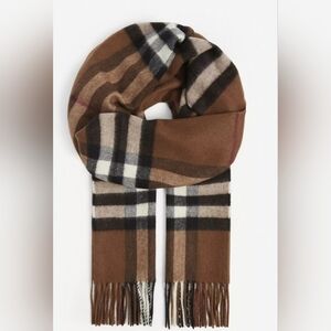 Burberry Contract Giant Check Cashmere Scarf Birch Brown 168 * 30 cm NWOT